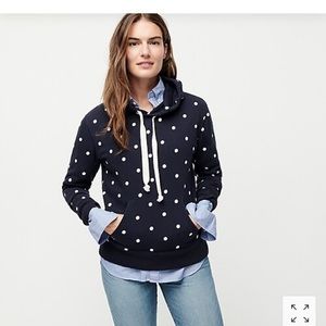 J.Crew Fleece pullover hoodie in polka dot small